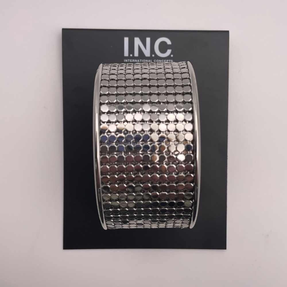 INC Silver Sequin Cuff Bracelet